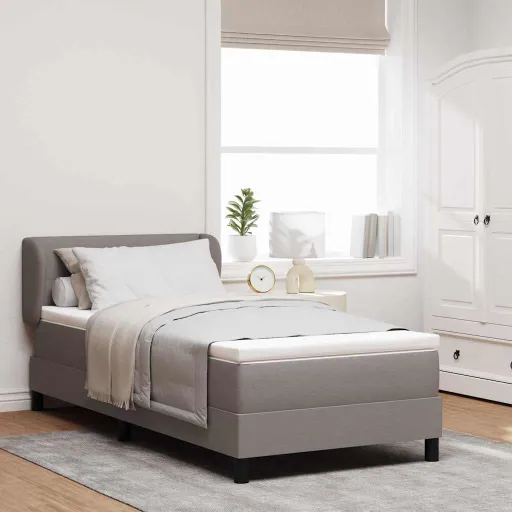 Cama Tipo Box Spring Con Colchón Taupé 100 x 200 cm Tela