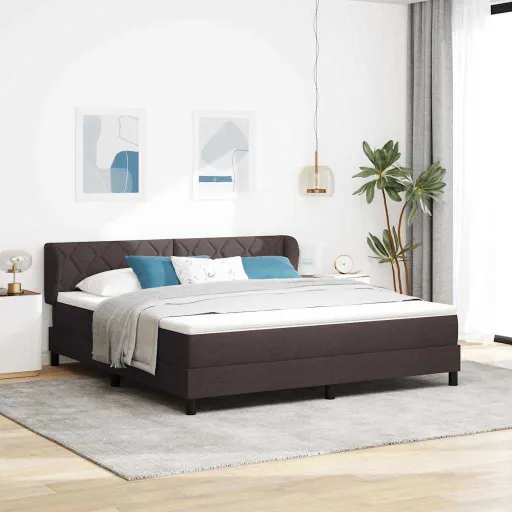 Cama Tipo Box Spring Marrón Oscuro 180 x 200 cm Tela
