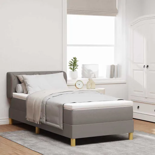 Cama Tipo Box Spring Con Colchón Taupé 90 x 190 cm Tela