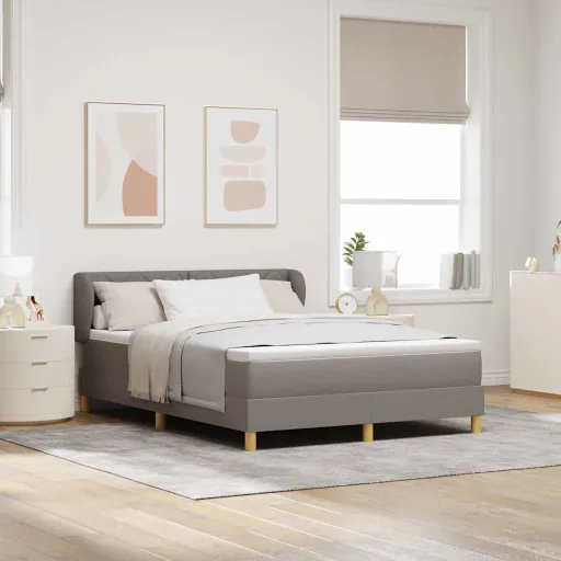 Cama Tipo Box Spring Con Colchón Taupé 140 x 200 cm Tela