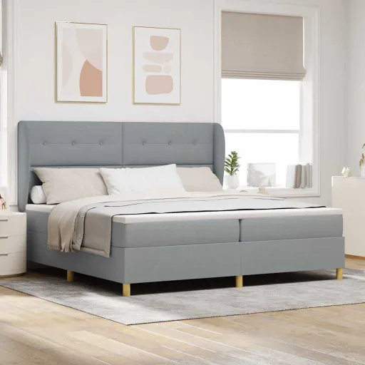 Cama Con Somier y Colchón Gris Oscuro 90x190 cm de Tela