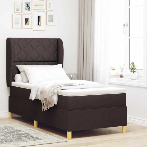 Cama Con Somier y Colchón Gris Oscuro 90x190 cm de Tela