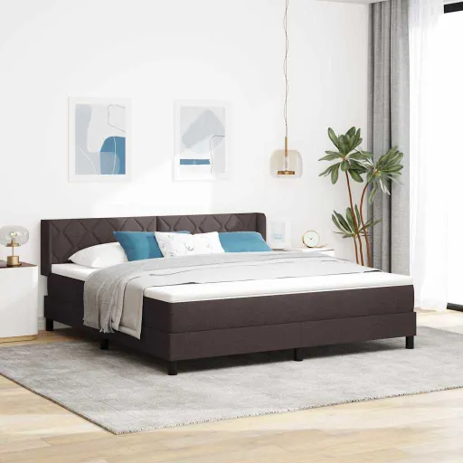 Cama Tipo Box Spring Marrón Oscuro 200 x 180 cm Poliéster