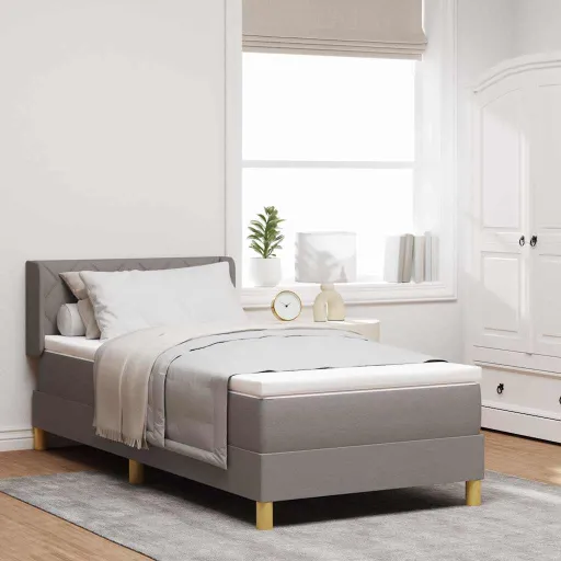Cama Tipo Box Spring Con Colchón Taupé 190 x 90 cm Poliéster