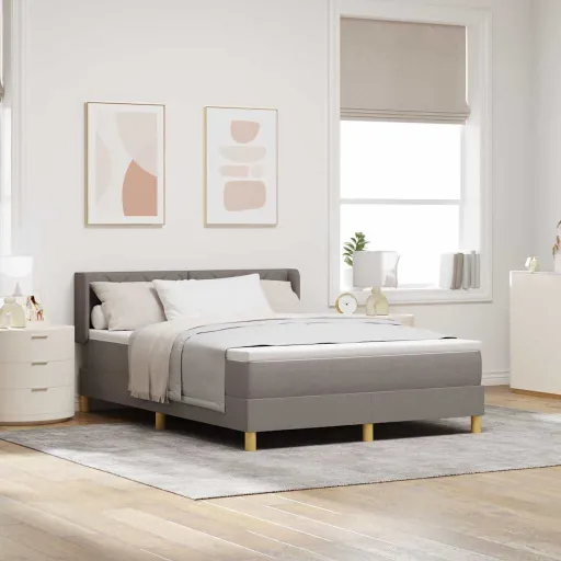Cama Con Somier Con Colchón Taupé 140 x 200 cm Tela