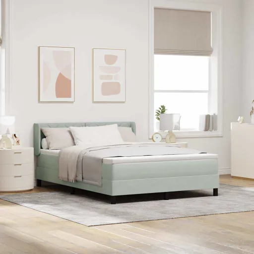 Cama Tipo Box Spring Gris Claro 200 x 160 cm Poliéster