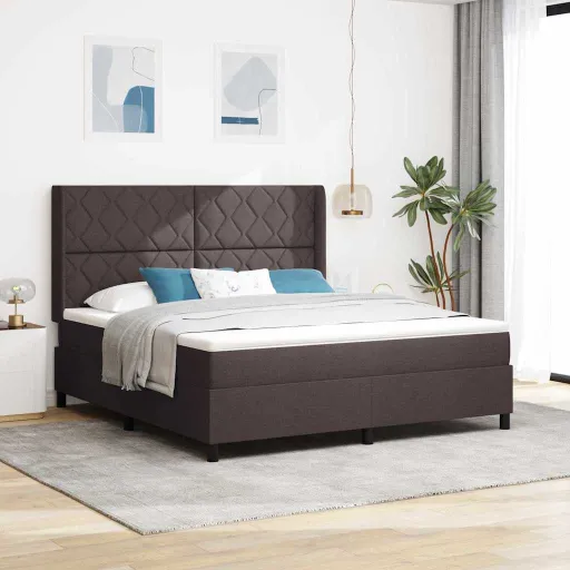 Cama Tipo Box Spring Marrón Oscuro 180 x 200 cm Tela
