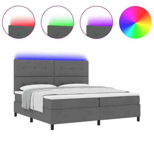 Cama Tipo Box Spring Con Colchón Gris Oscuro 200 x 200 cm Tela