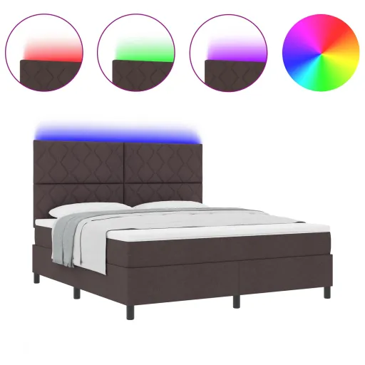 Cama Tipo Box Spring Marrón Oscuro 180 x 200 cm Tela