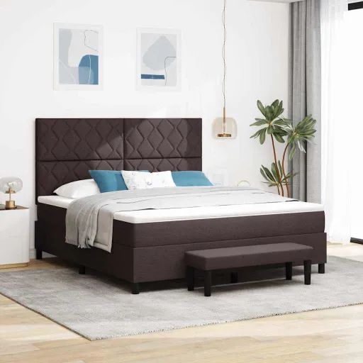 Cama Tipo Box Spring Marrón Oscuro 180 x 200 cm Tela