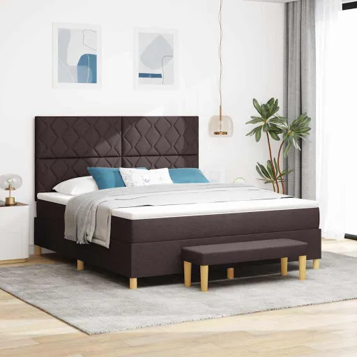 Cama Tipo Box Spring Marrón Oscuro 180 x 200 cm Tela