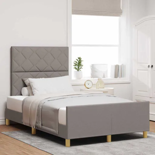 Estructura de Cama Con Cabecera Taupé 120 x 190 cm Tela