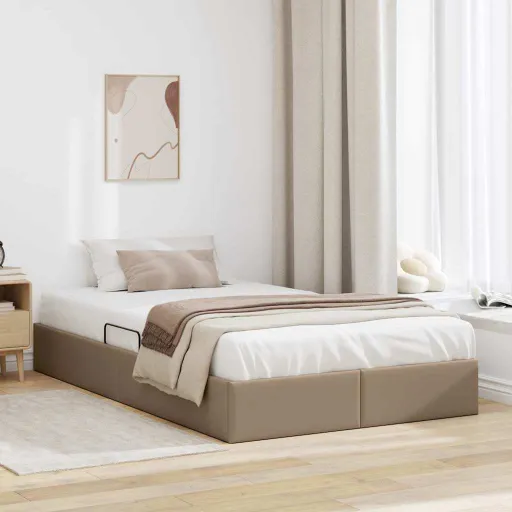 Cama Con Almacenamiento Capuchino 120 x 200 cm Cuero Sintético