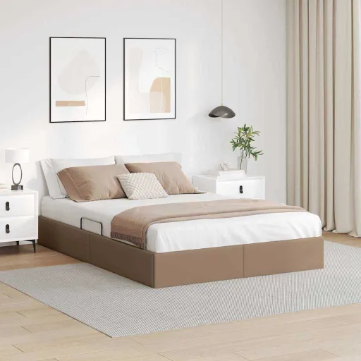 Cama Con Almacenamiento Capuchino 140 x 200 cm Cuero Sintético