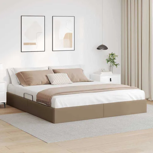 Cama Con Almacenamiento Capuchino 160 x 200 cm Cuero Sintético