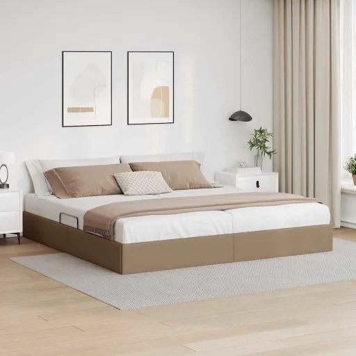 Cama Con Almacenamiento Capuchino 200 x 200 cm Cuero Sintético
