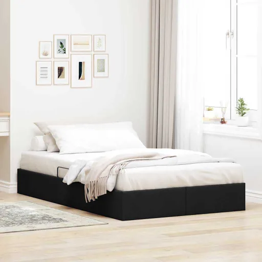 Cama Con Almacenamiento Con Cabecera Negro 120 x 200 cm Tela