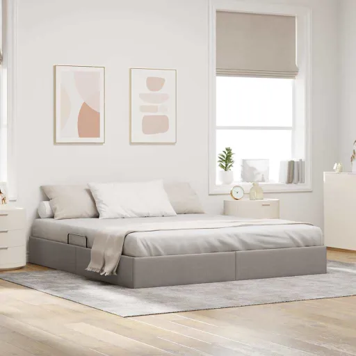 Cama Con Almacenamiento Con Cabecera Taupé 180 x 200 cm Tela
