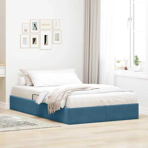 Cama Con Almacenamiento Azul Oscuro 120 x 200 cm Terciopelo
