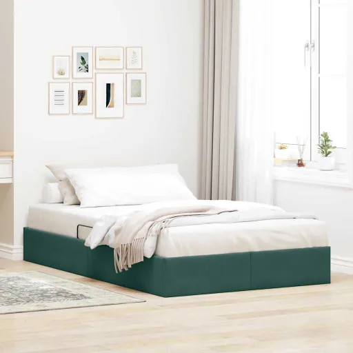 Cama Con Almacenamiento Verde Oscuro 120 x 200 cm Terciopelo