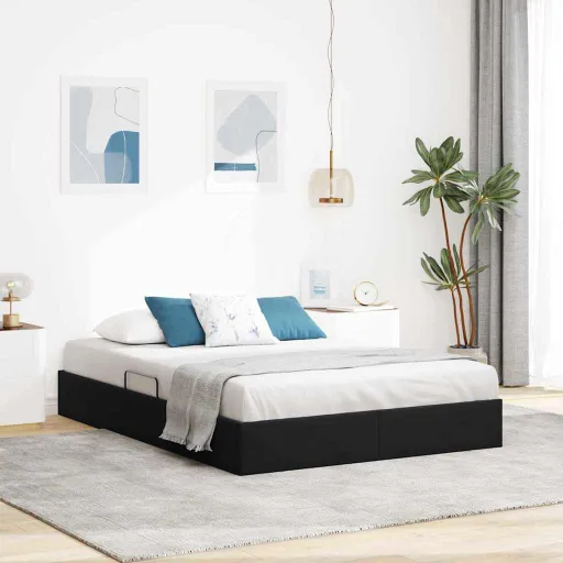 Cama Con Almacenamiento Negro 140 x 200 cm Terciopelo