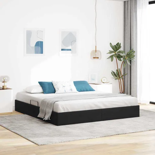 Cama Con Almacenamiento Negro 160 x 200 cm Terciopelo