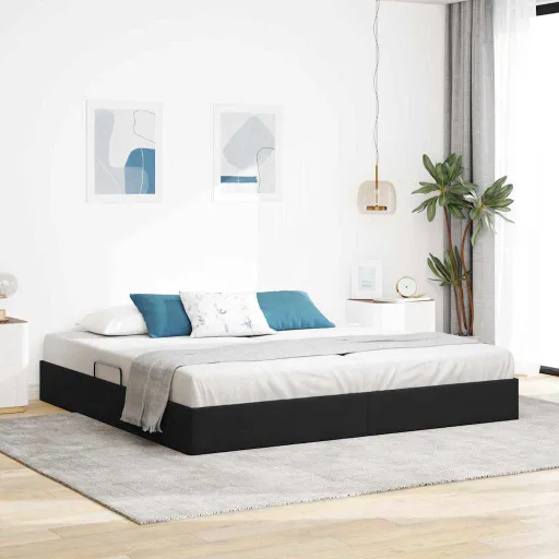 Cama Con Almacenamiento Negro 200 x 200 cm Terciopelo