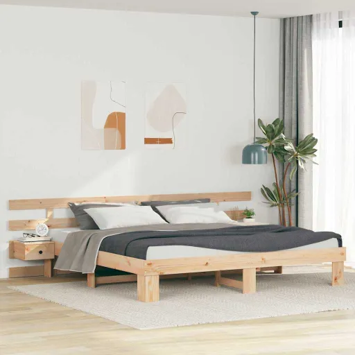 Estructura de Cama Marrón 200 x 200 cm Madera de Pino Macizo