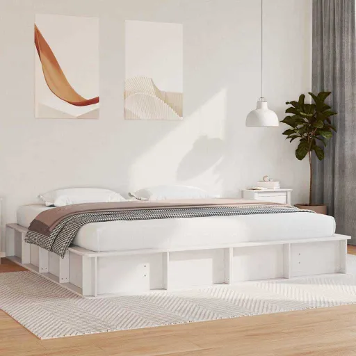 Estructura de Cama 200 x 200 cm Madera de Pino Macizo