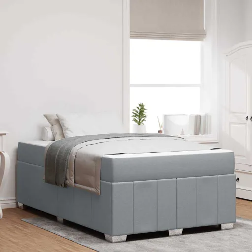 Estructura de Cama Con Colchón Gris Claro 120 x 190 cm Tela