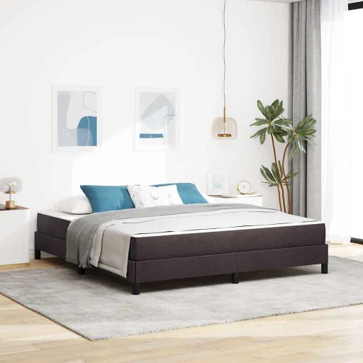 Cama Tipo Box Spring Marrón Oscuro 180 x 200 cm Tela