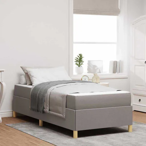 Estructura de Cama Con Colchón Taupé 80 x 200 cm Tela