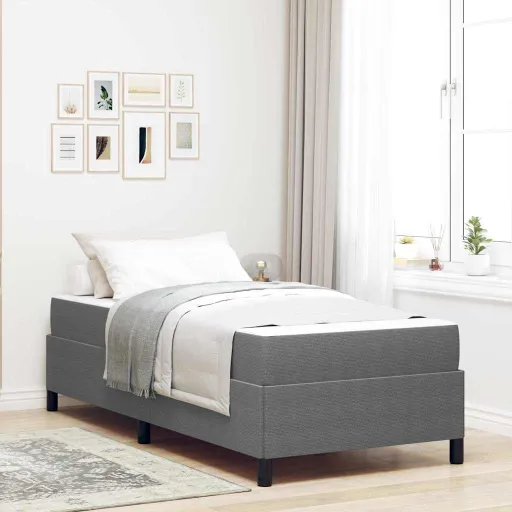 Estructura de Cama Con Colchón Gris Claro 100 x 200 cm Tela