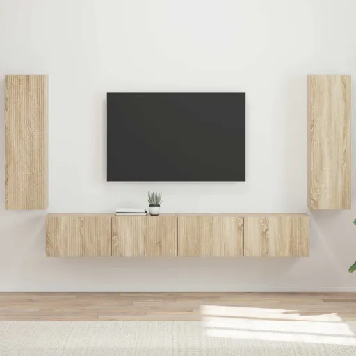 Conjunto de Mueble Para TV de Pared   Roble Sonoma (4 pcs)