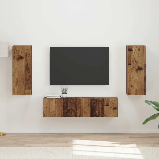 Conjunto de Mueble de TV Montaje en la Pared   Madera Vieja (2 pcs)