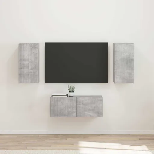 Conjunto de Mueble de TV   Gris Concreto (6 pcs)