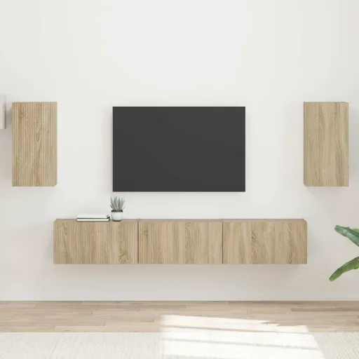 Conjunto de Mueble de TV Montaje en la Pared   Roble Sonoma (5 pcs)