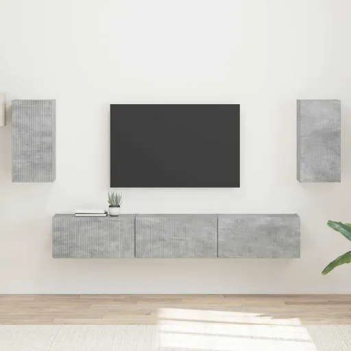 Conjunto de Mueble de TV   Gris Concreto (5 pcs)