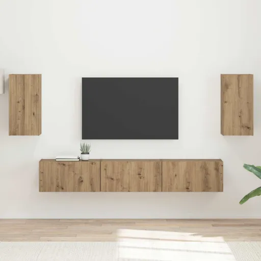Conjunto de Mueble de TV   Roble Artesanal (5 pcs)