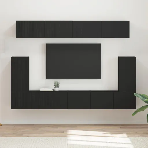 Conjunto de Mueble de TV   Negro Madera de Ingeniería (5 pcs)