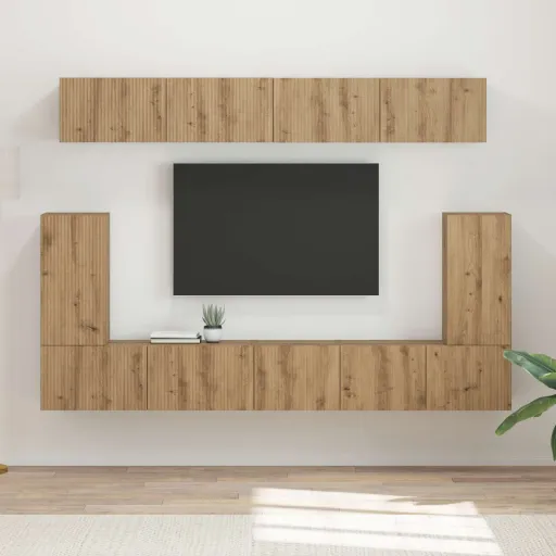 Conjunto de Mueble de TV   Roble Artesanal (5 pcs)