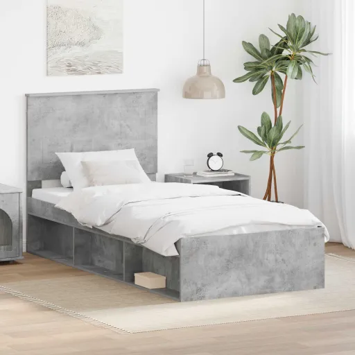 Estructura de Cama Concreto 90 x 200 cm Madera de Pino Macizo