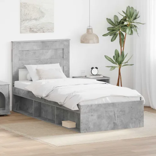 Estructura de Cama Concreto 90 x 200 cm Madera de Pino Macizo