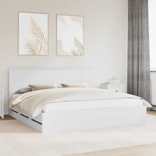 Estructura de Cama Con Cajón 200 x 200 cm Madera Ingenieril