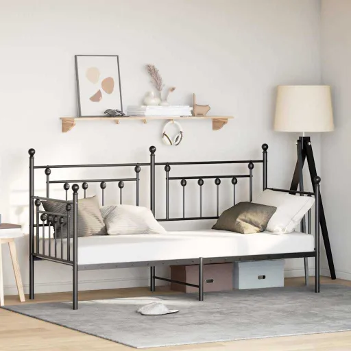 Estructura de Cama de Día Negro 80 x 200 cm Acero
