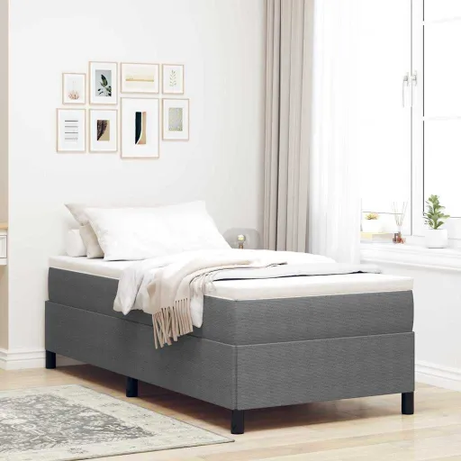 Cama Tipo Box Spring Gris Claro 80 x 200 cm Terciopelo