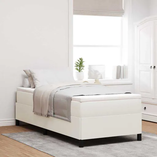 Cama Tipo Box Spring Crema 80 x 200 cm Terciopelo
