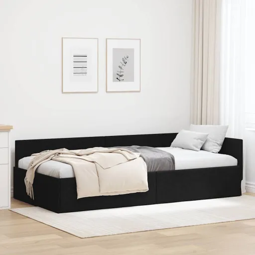 Estructura de Cama en Esquina Negro 80 cm x 200 cm Terciopelo