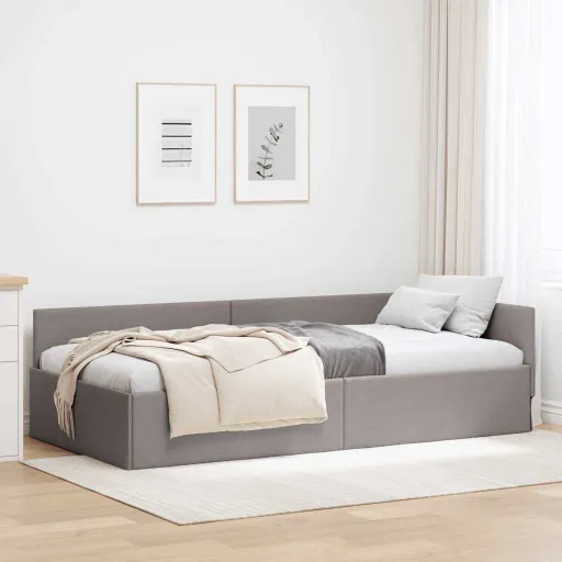 Estructura de Cama en Esquina Taupé 90 cm x 200 cm Terciopelo