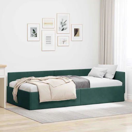 Estructura de Cama en Esquina Verde Oscuro 100 cm x 200 cm